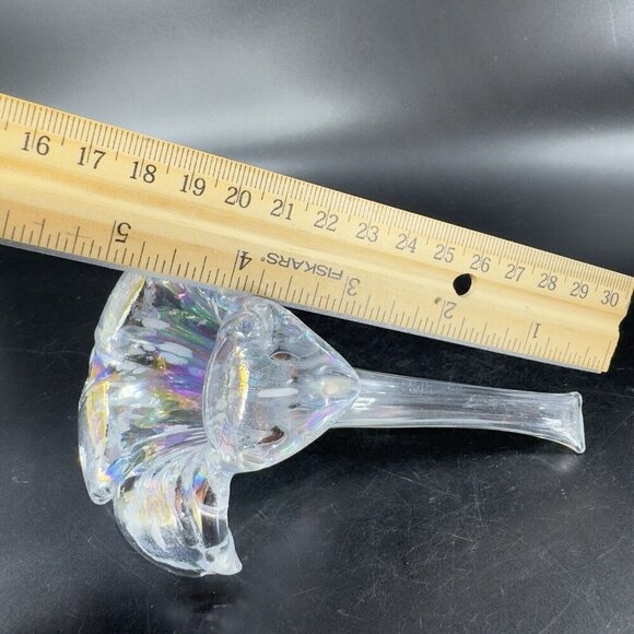 Vintage Silvestri Clear Iridescent Glass Flower With Stem Figurine Decor Glass - Picture 4 of 13